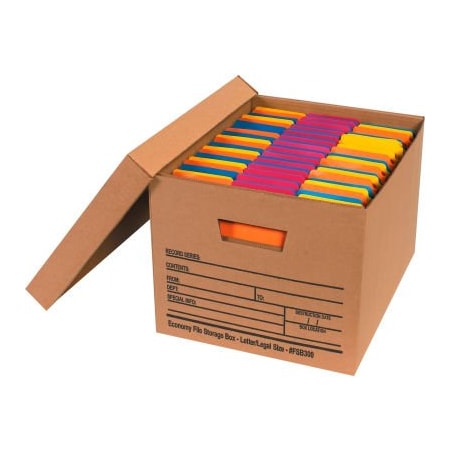 The Packaging Wholesalers Economy File Storage Boxes With Lids 15L x 12W x 10H Kraft 12/Pack FSB300
